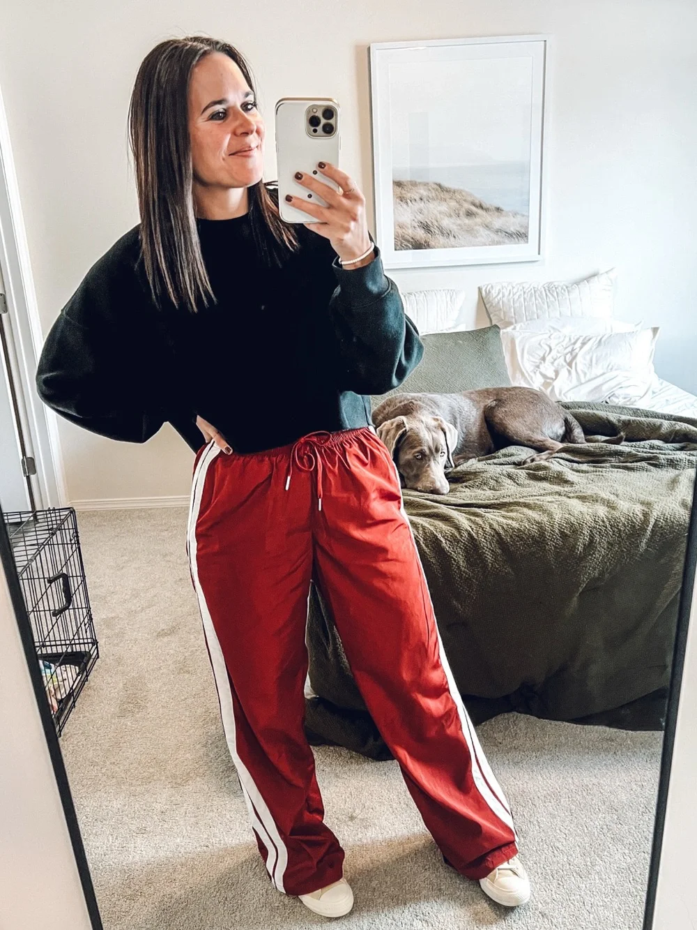 wild fable Burgundy Track Pants with White Side Stripes